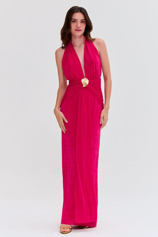 RADIANT JERSEY HALTERNECK GOWN