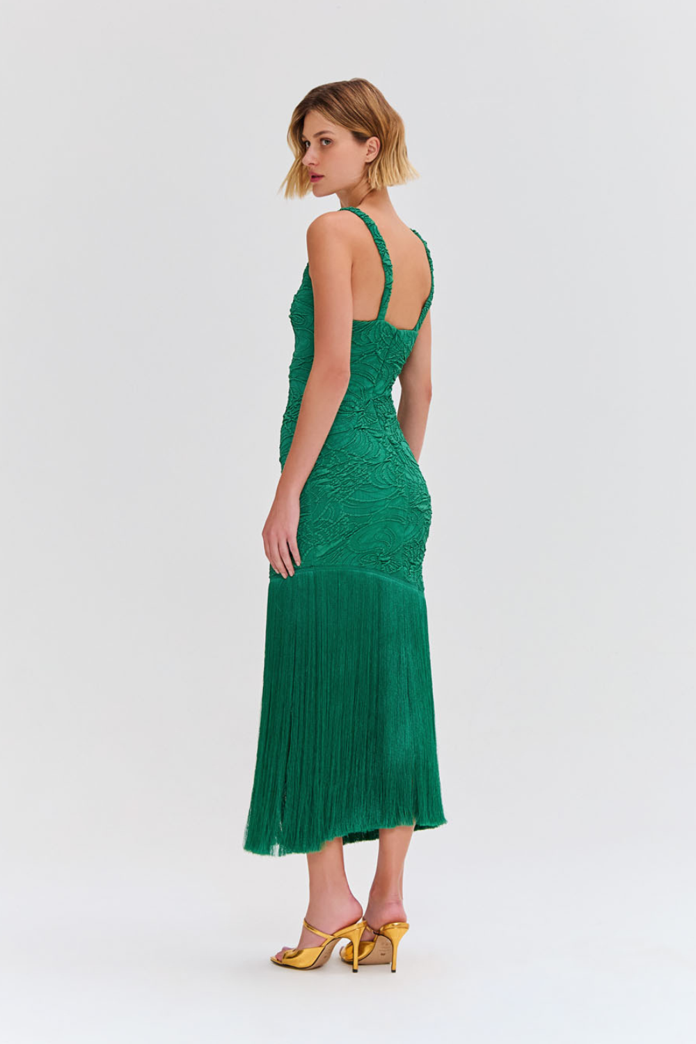 Jacquard Fringe Maxi Dress