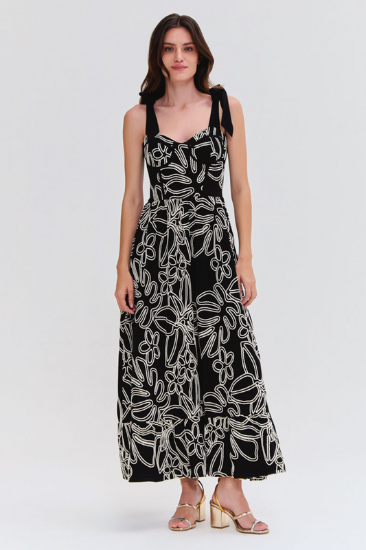 ASAS LINEN LACE MIDI DRESS