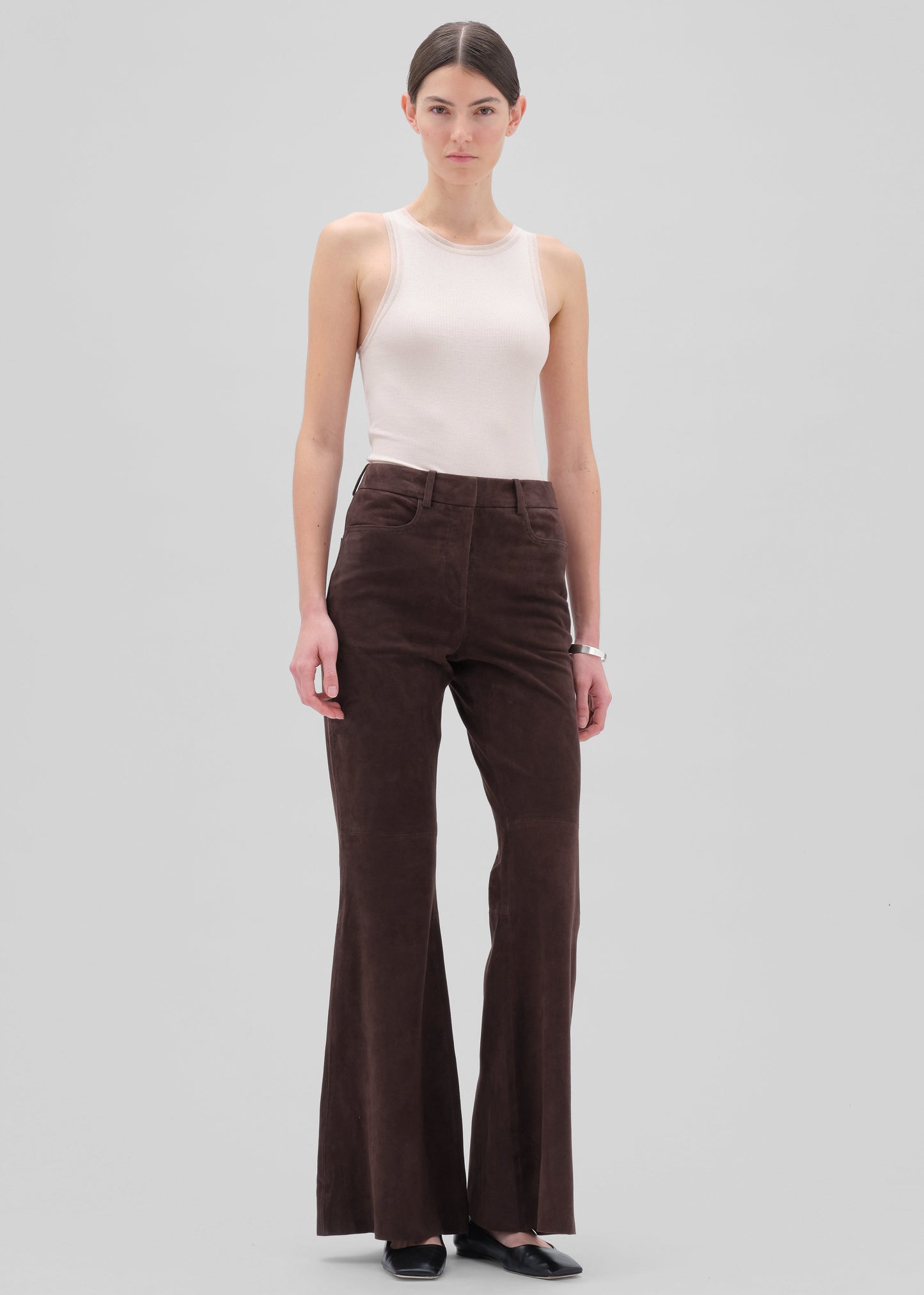 Remain Flared Suede Pants - Chicory Coffee