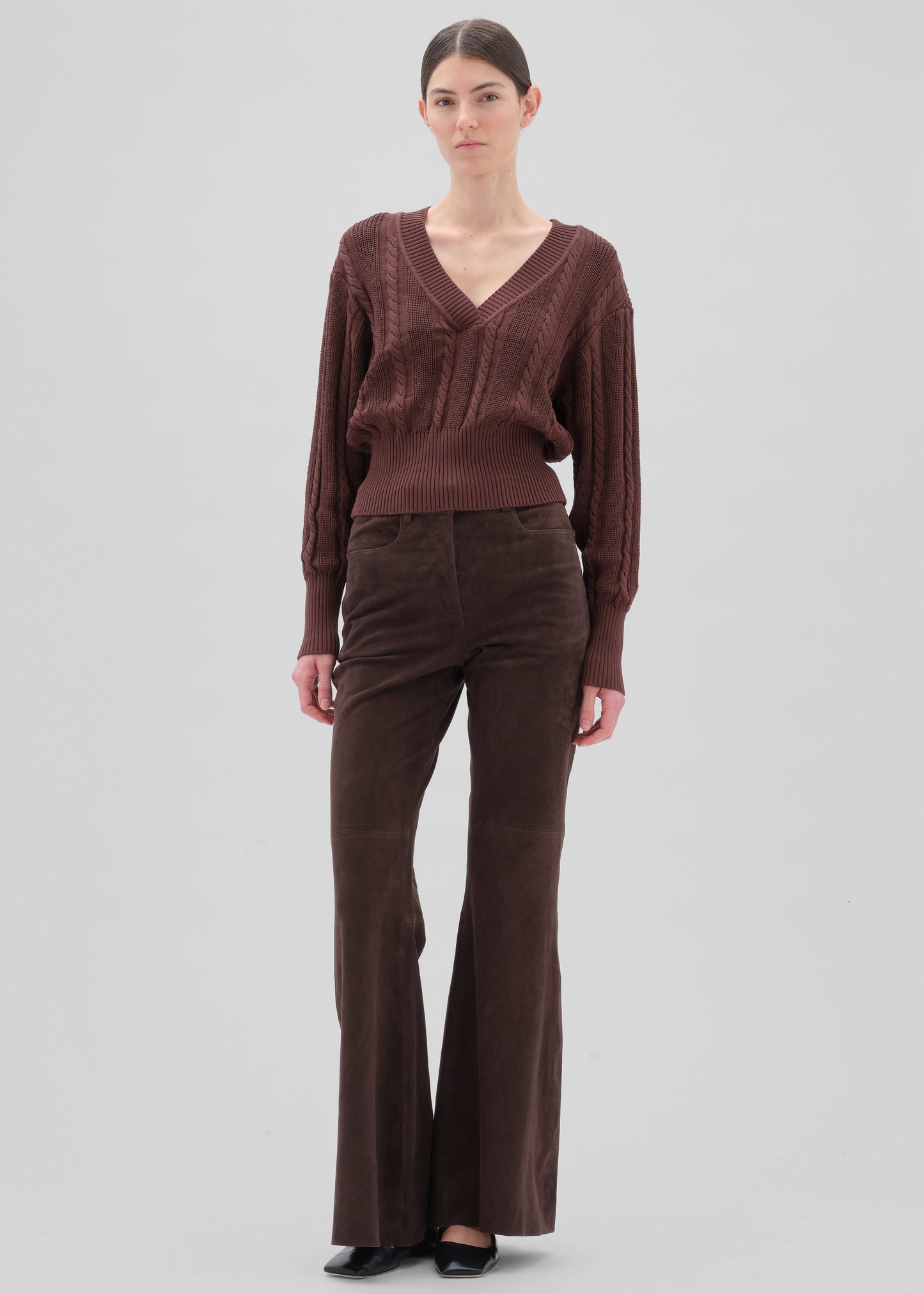 Remain Flared Suede Pants - Chicory Coffee