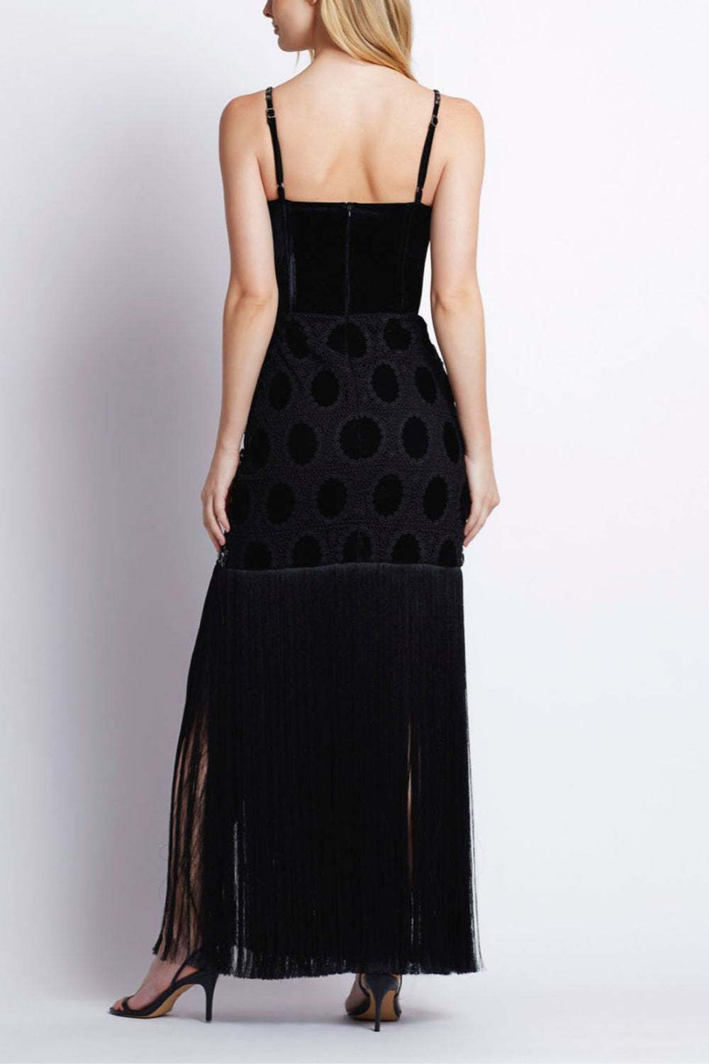 BEADED VELVET LACE MAXI DRESS