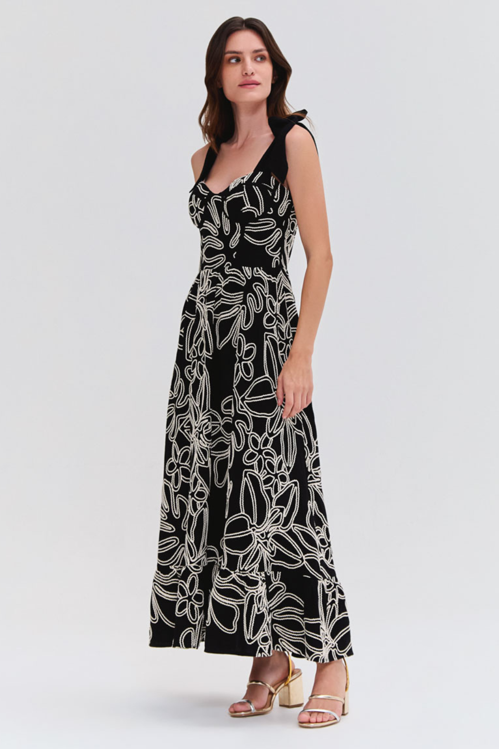 ASAS LINEN LACE MIDI DRESS