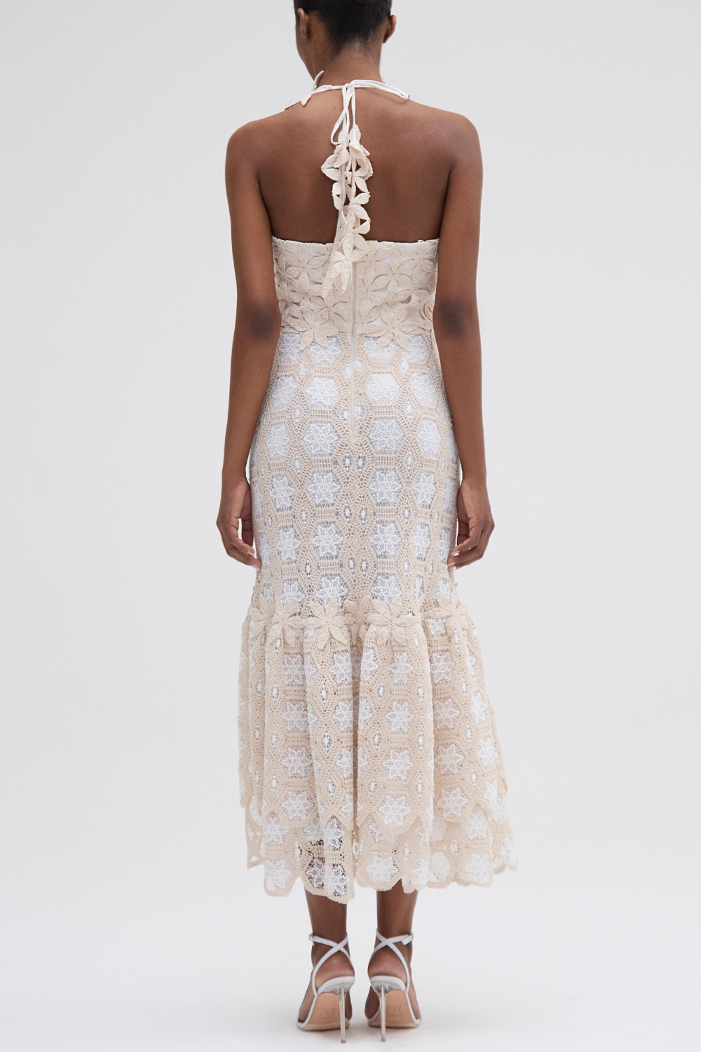 NATURAL CROCHET MIDI DRESS