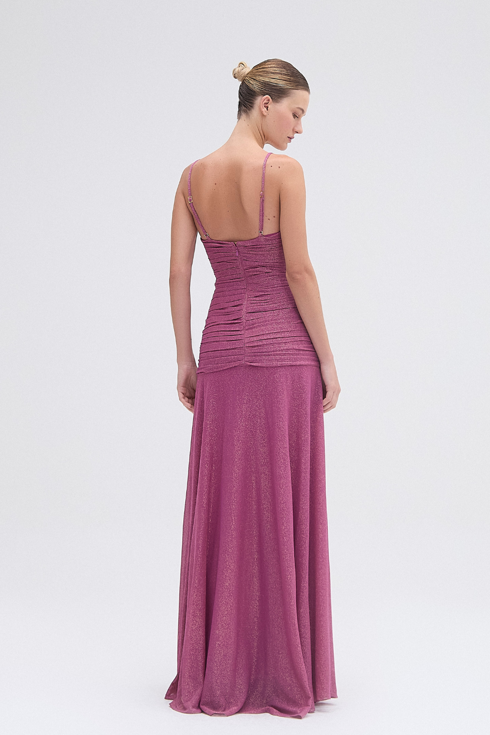 METALLIC PLUNGE GOWN
