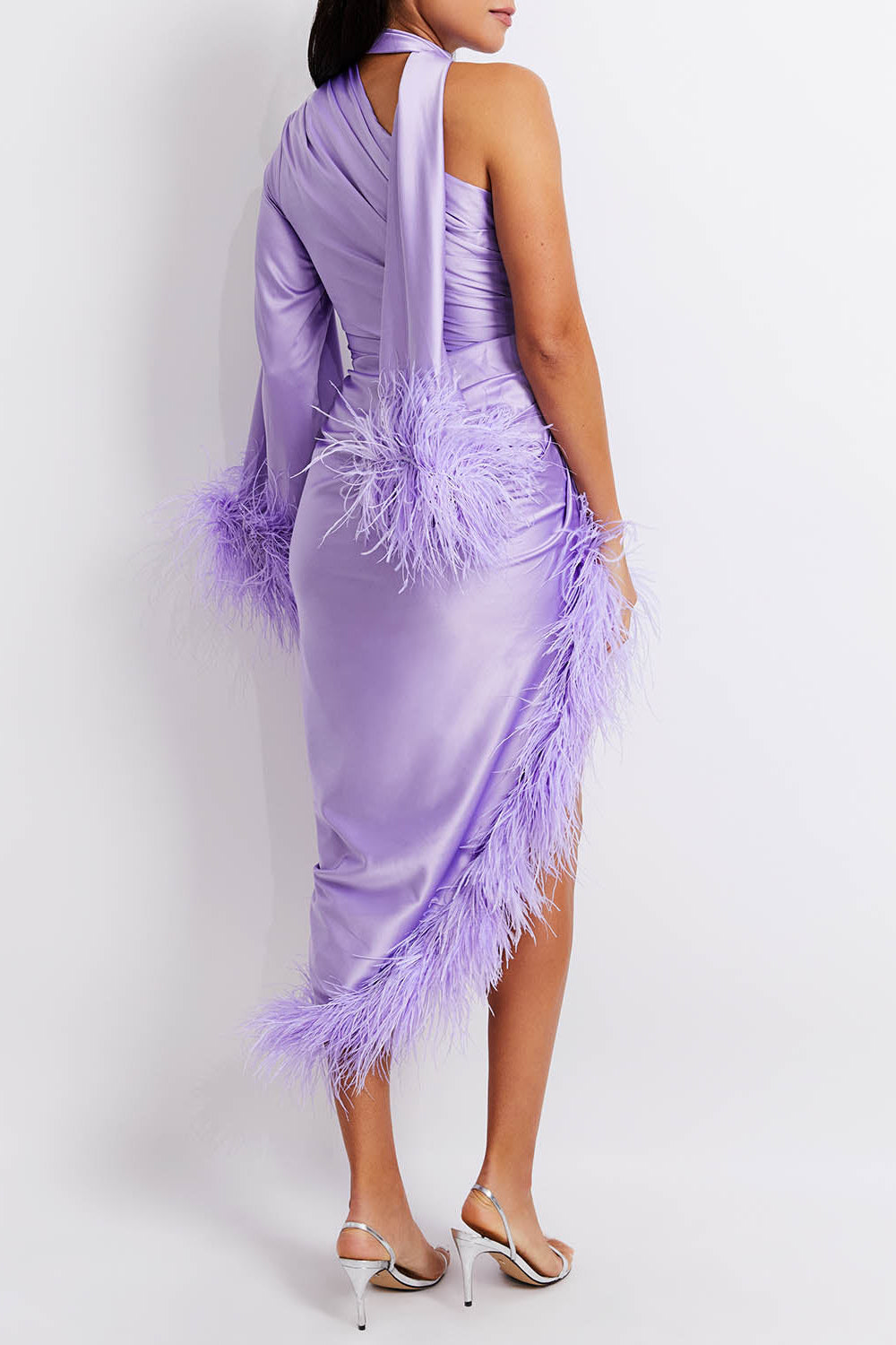 Feather Trim Oscar Dress