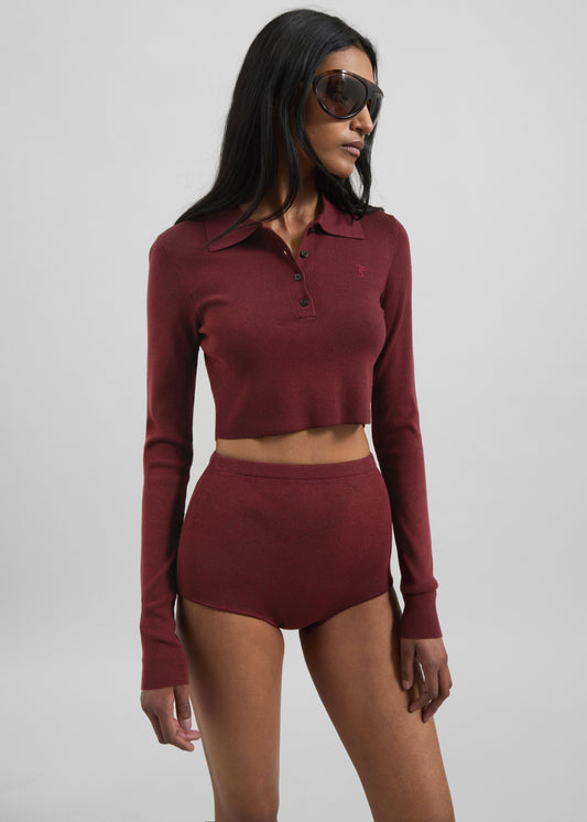 Alissa Knit Briefs - Burgundy