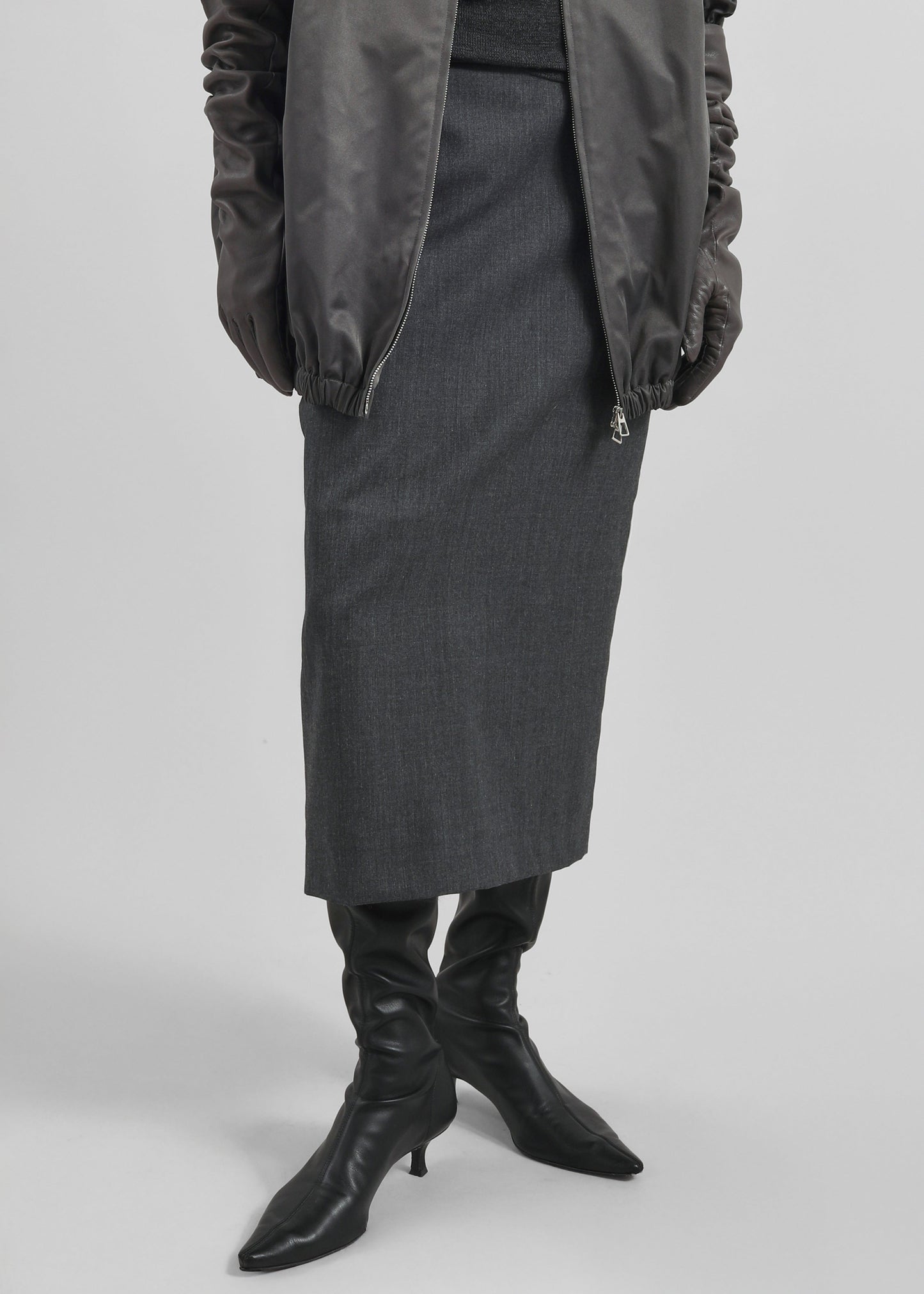 Alrose Midi Skirt - Dark Grey Melange
