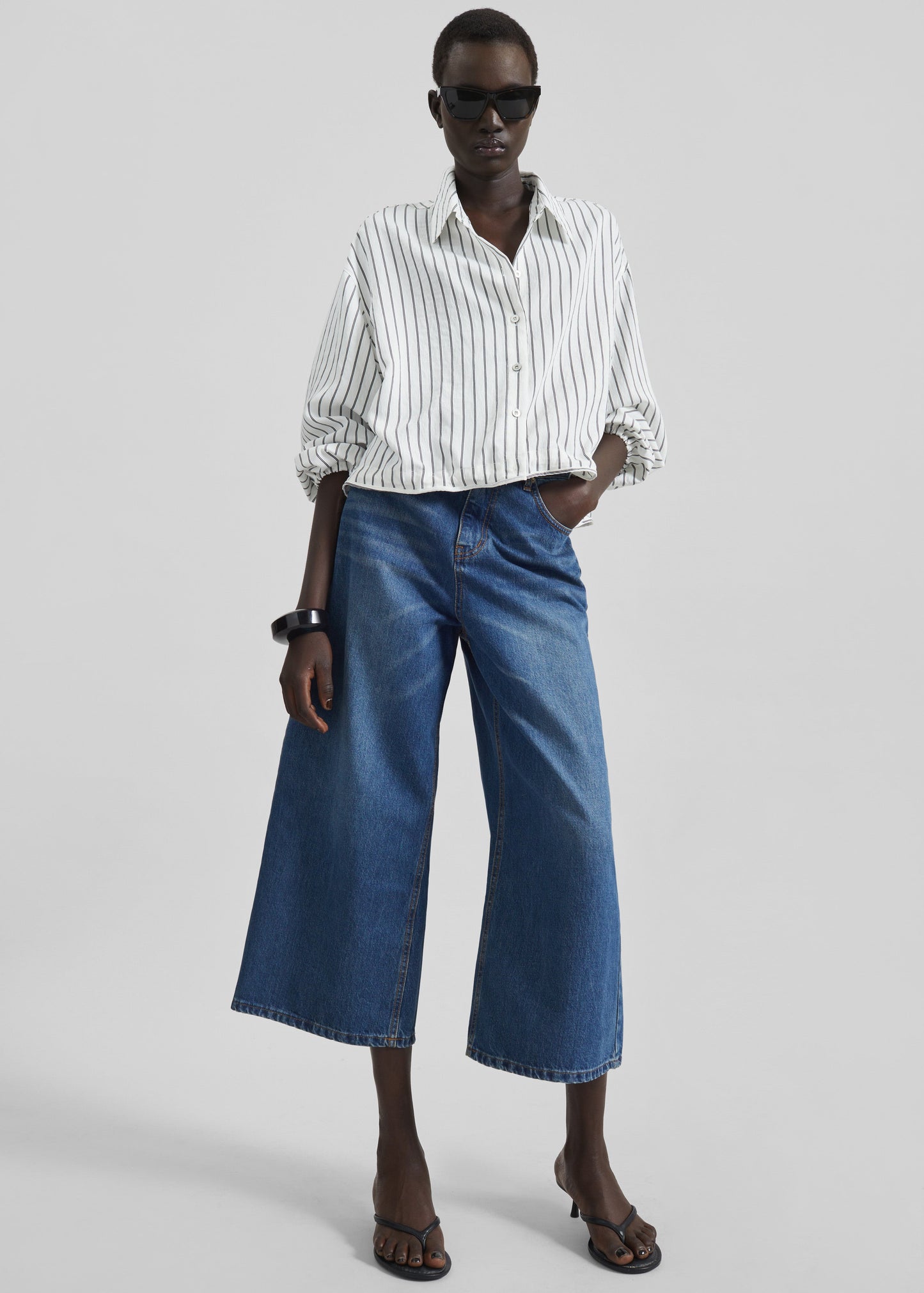 Besdon Denim Culottes - Medium Wash