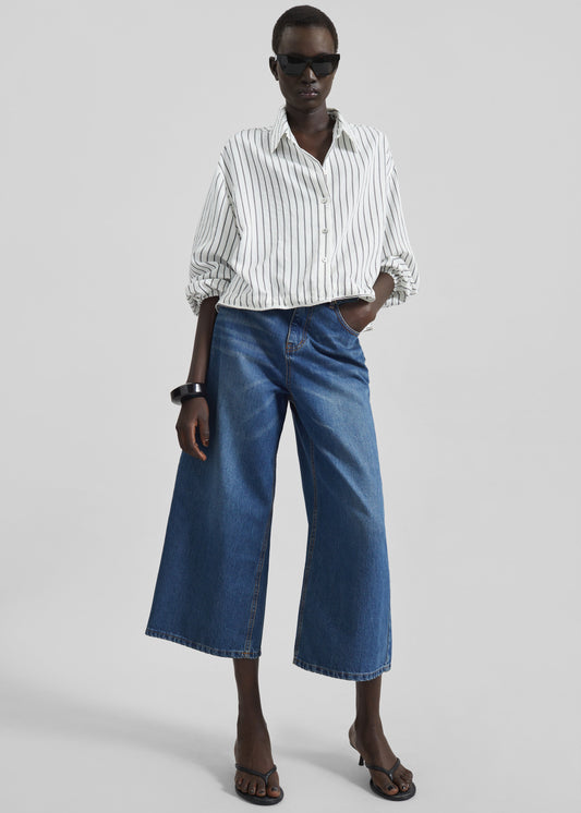 Besdon Denim Culottes - Medium Wash