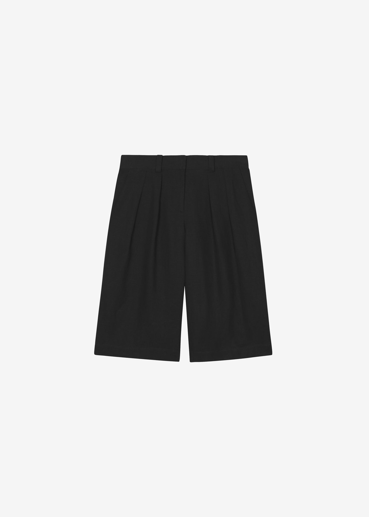 Bilbao Pleated Linen Bermuda Shorts - Black