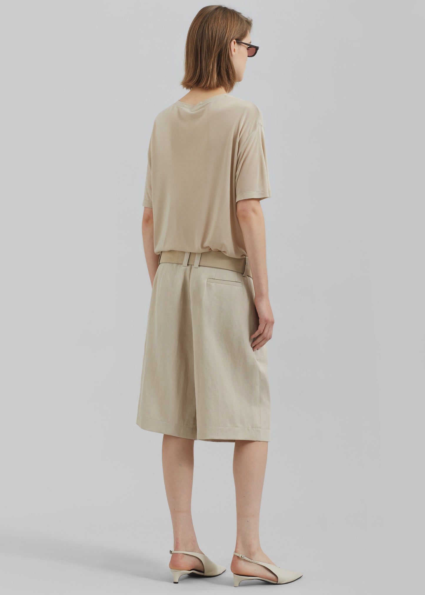 Bilbao Pleated Linen Bermuda Shorts - Cement