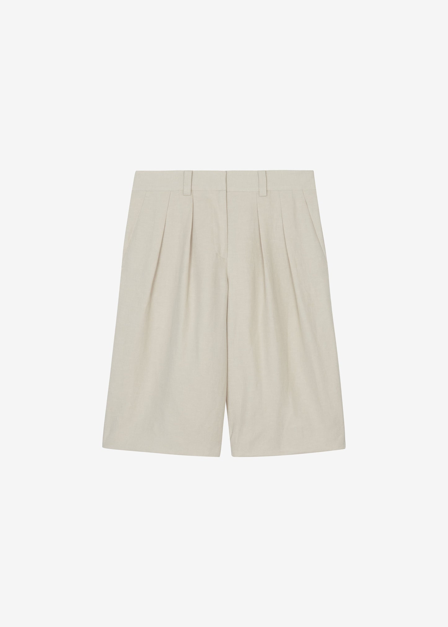 Bilbao Pleated Linen Bermuda Shorts - Cement