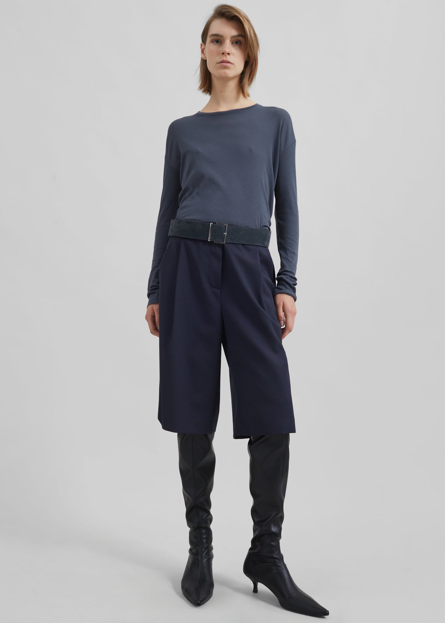 Bilbao Pleated Bermuda Shorts - Navy