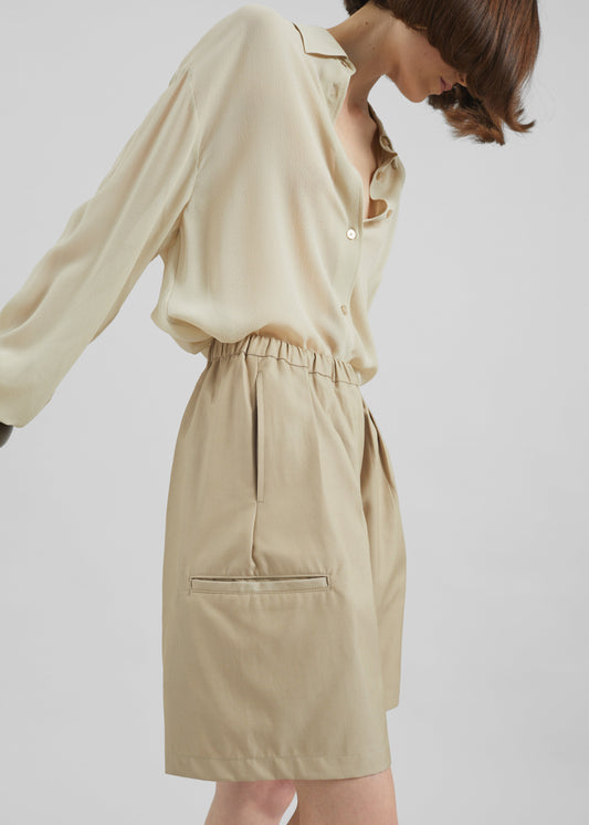 Bora Cotton Chino Shorts - Beige