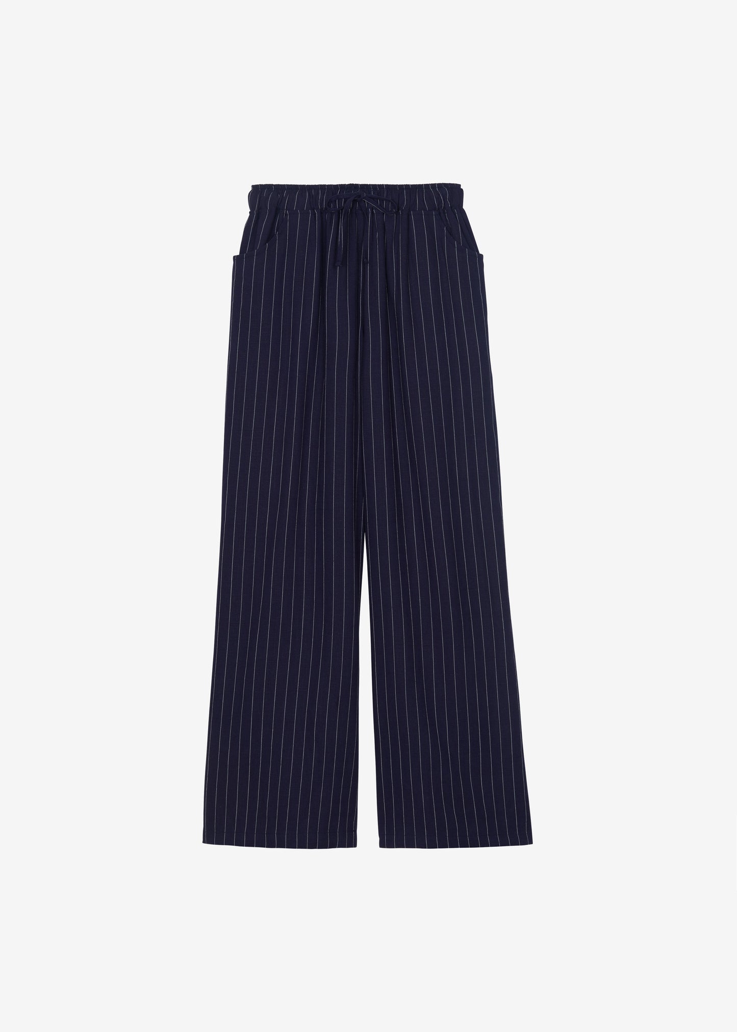 Branton Drawstring Pants - Navy/White Pinstripe