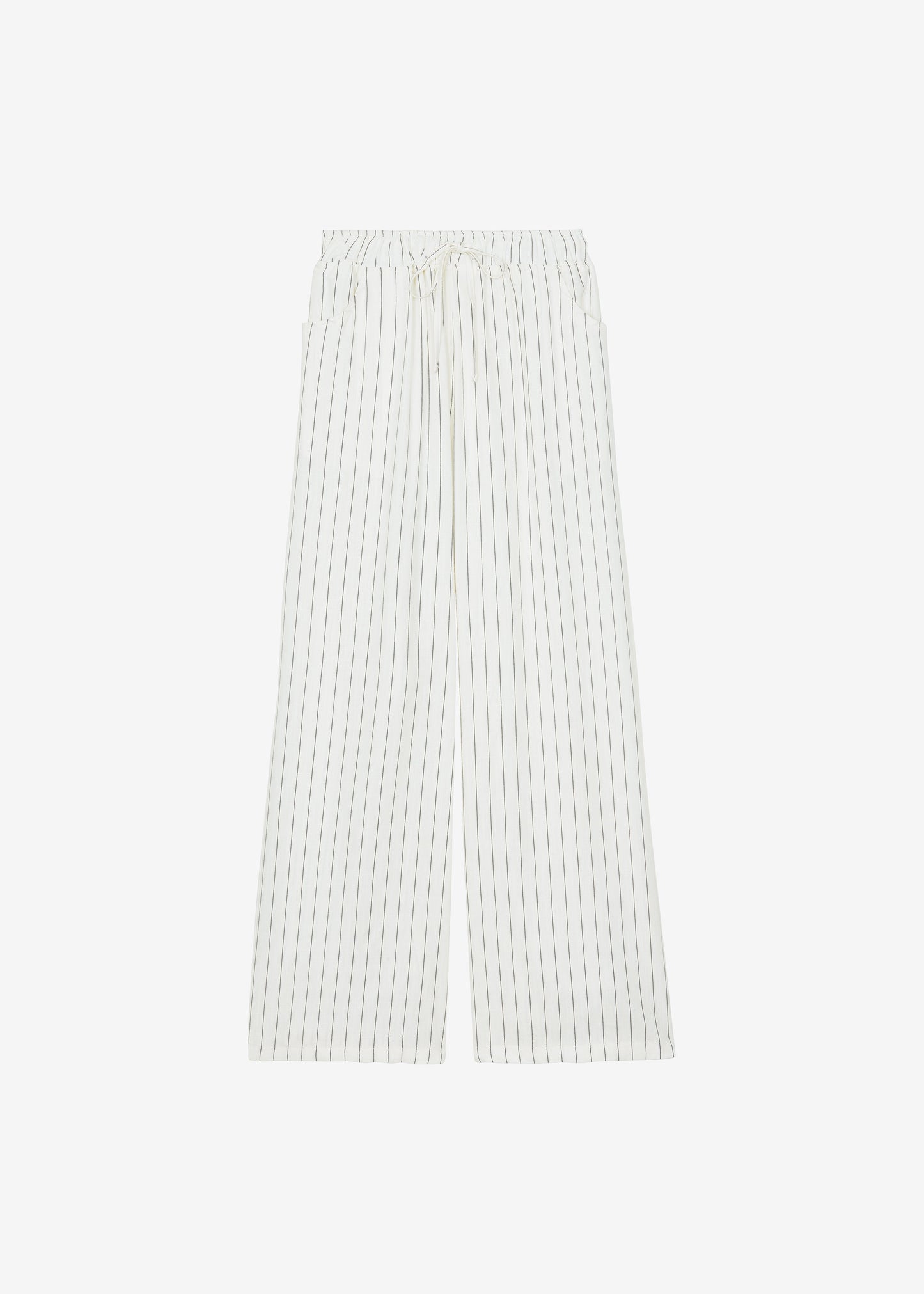 Branton Drawstring Pants - White/Black Pinstripe