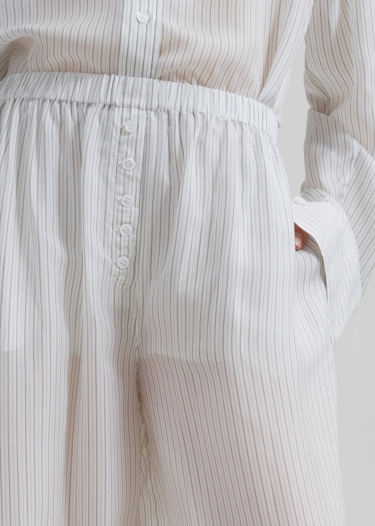 Brenna Double Striped Wide Pants - White/Black Stripe