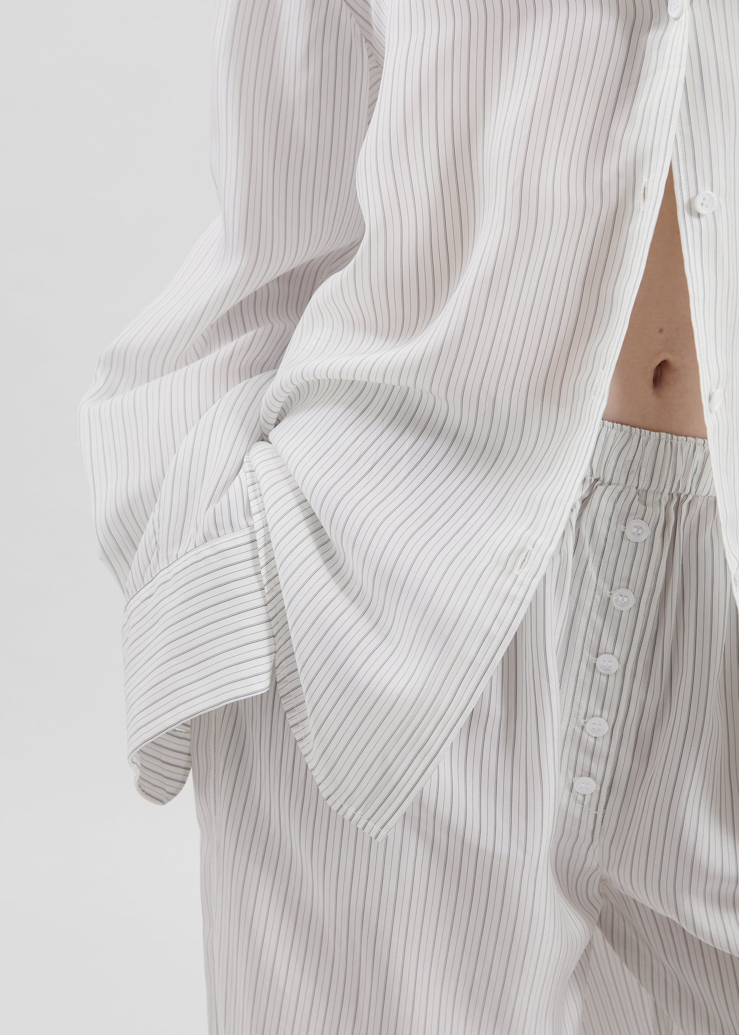Brenna Double Striped Wide Pants - White/Black Stripe