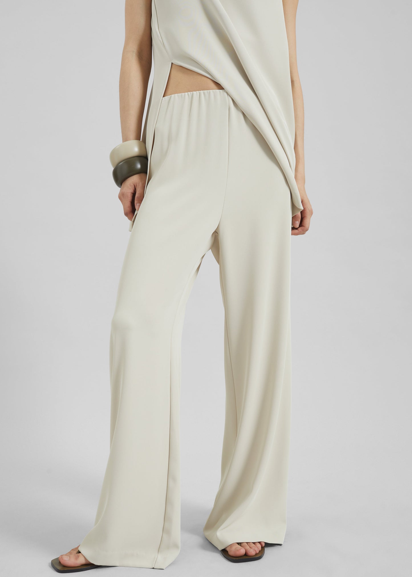 Celano Fluid Wide Pants - Light Beige