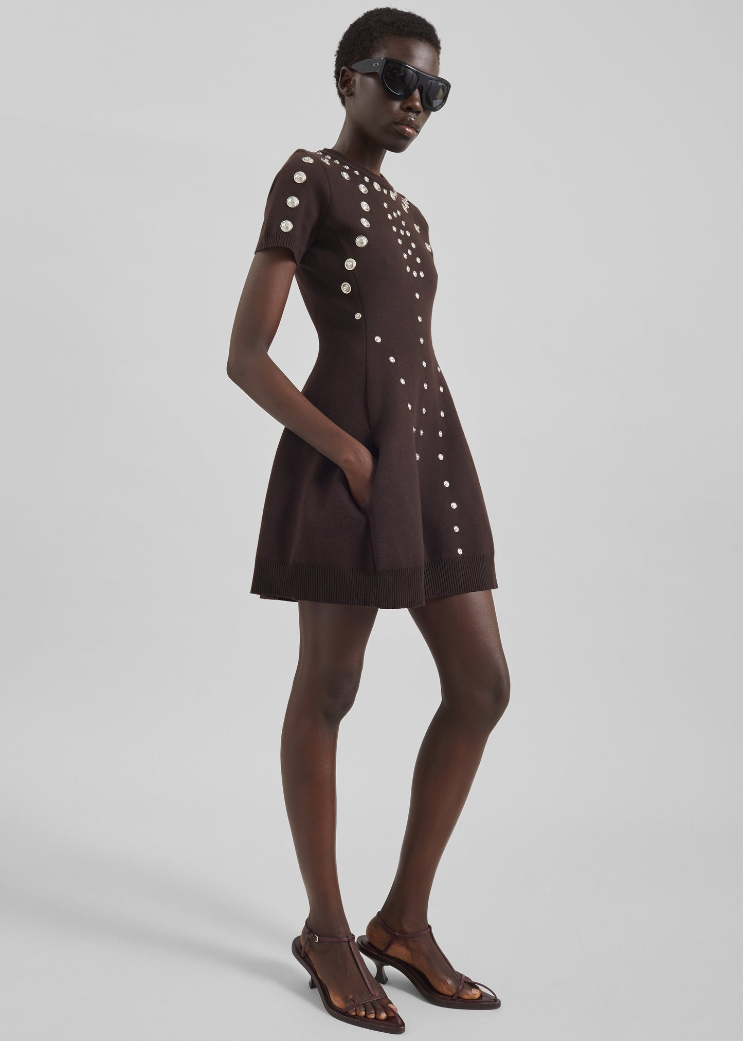 Coperni Snap Babydoll Dress - Brown