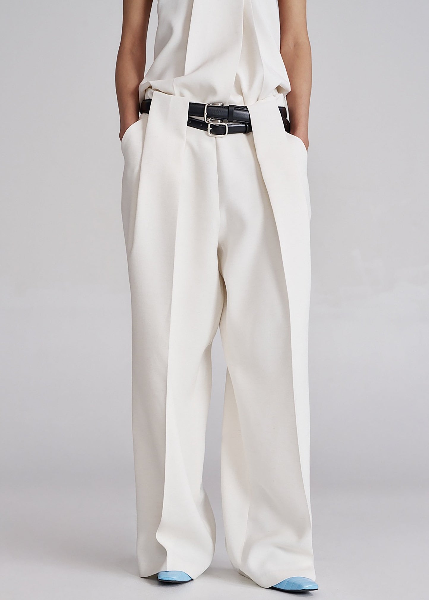 Corsham Pleated Trousers - White