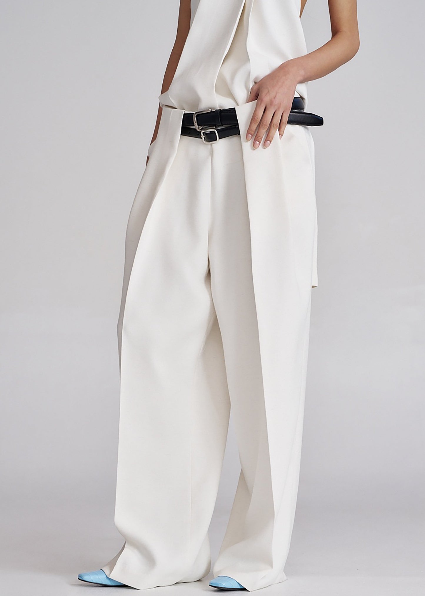 Corsham Pleated Trousers - White