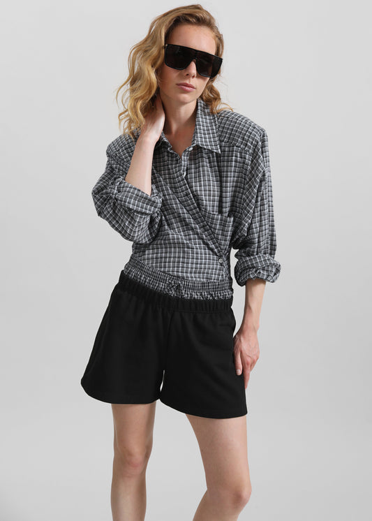 Cressy Double Waistband Shorts - Black
