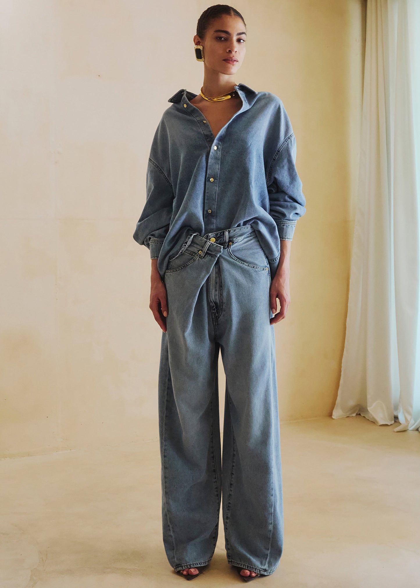 Darkpark Ines Fold Over Denim - San Fran Blue