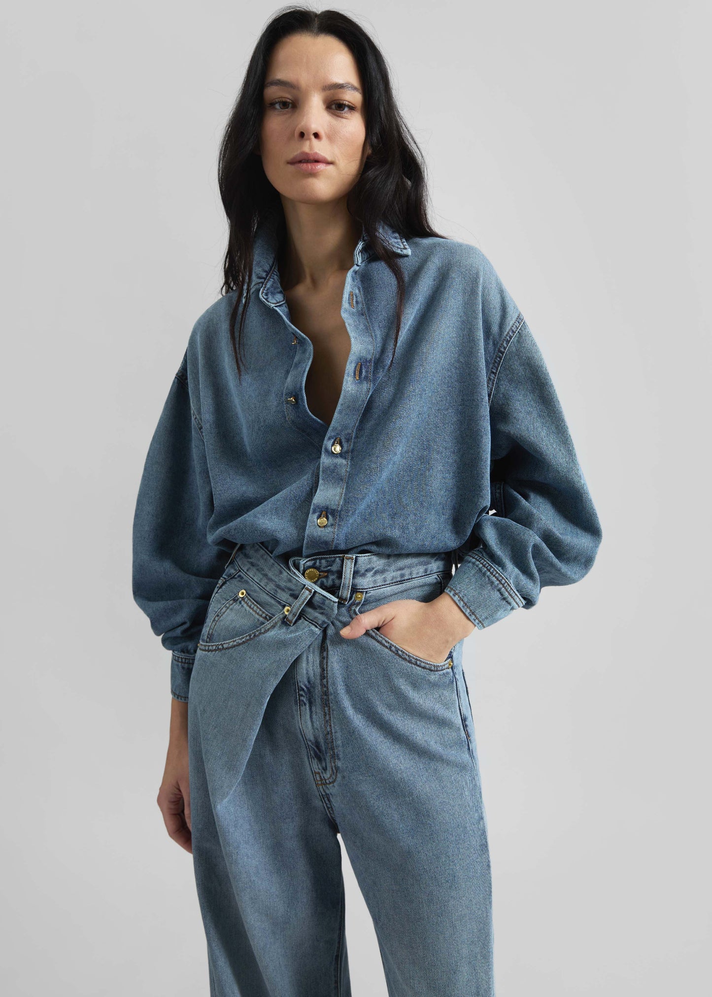 Darkpark Ines Fold Over Denim - San Fran Blue