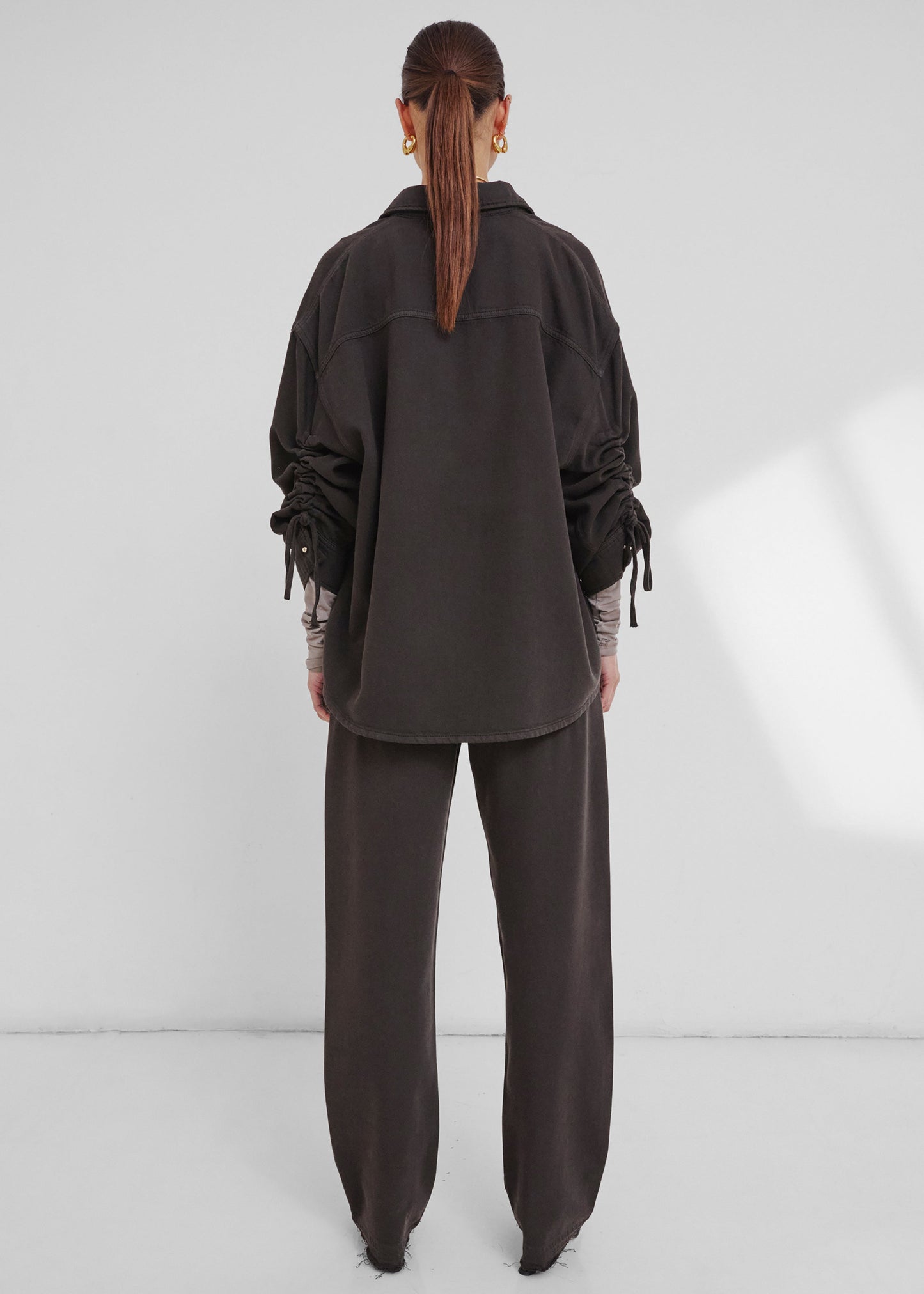 Darkpark Keanu Denim Rouche Shirt - Dark Brown