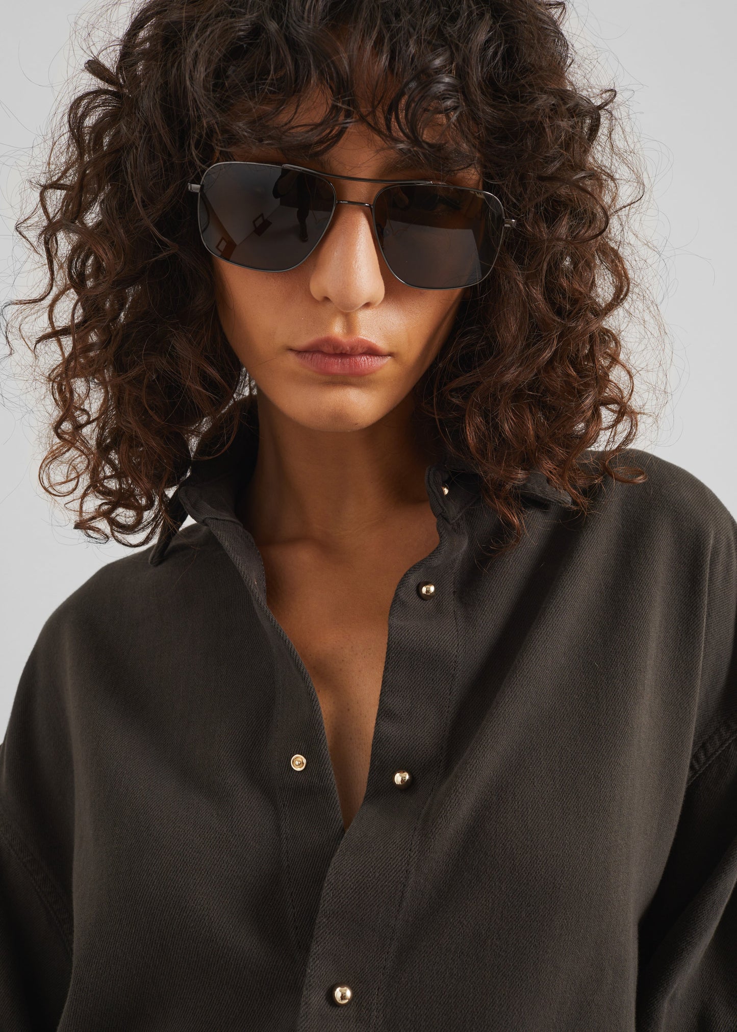 Darkpark Keanu Denim Rouche Shirt - Dark Brown