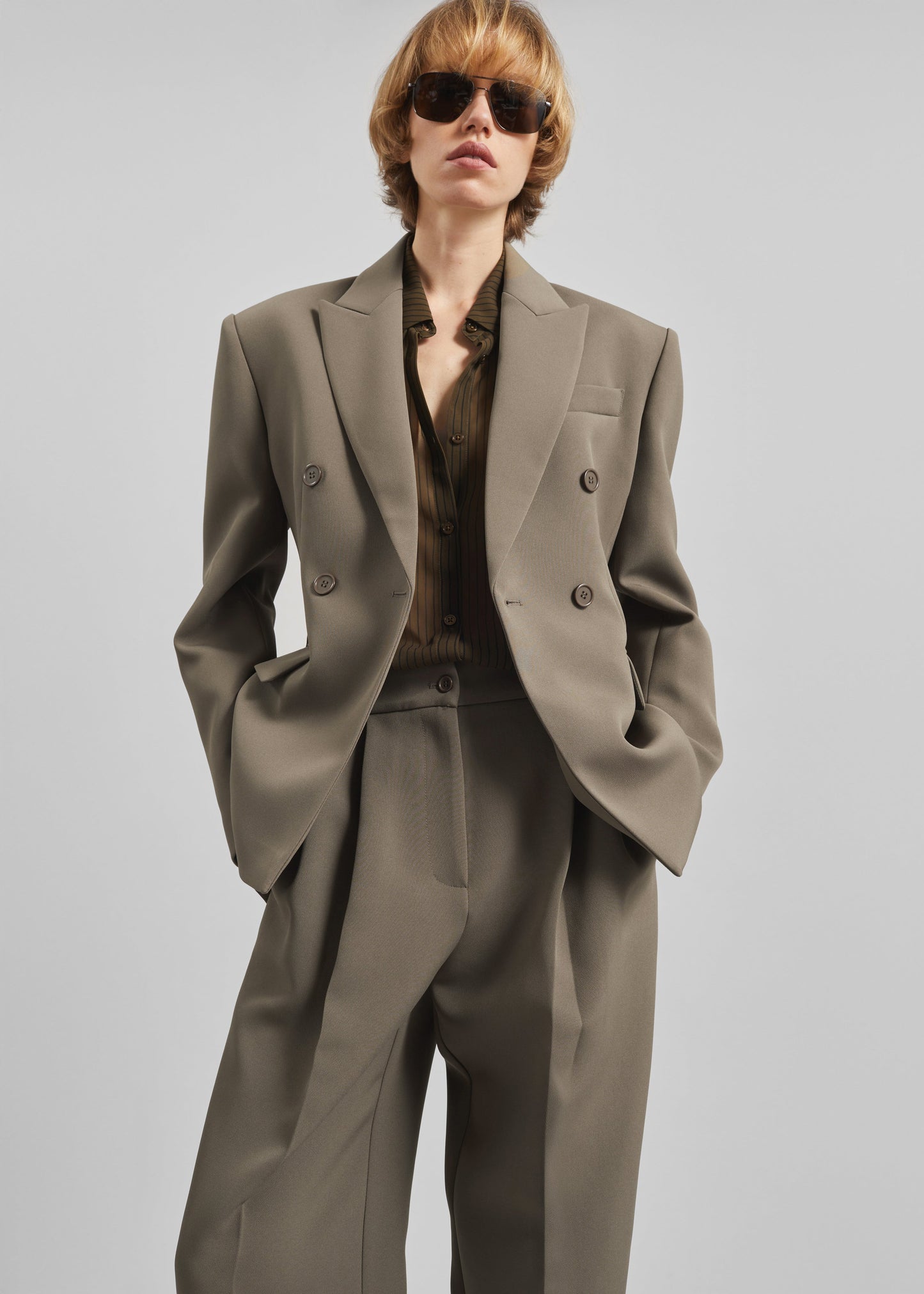 Doyer Pleated Trousers - Moss Green