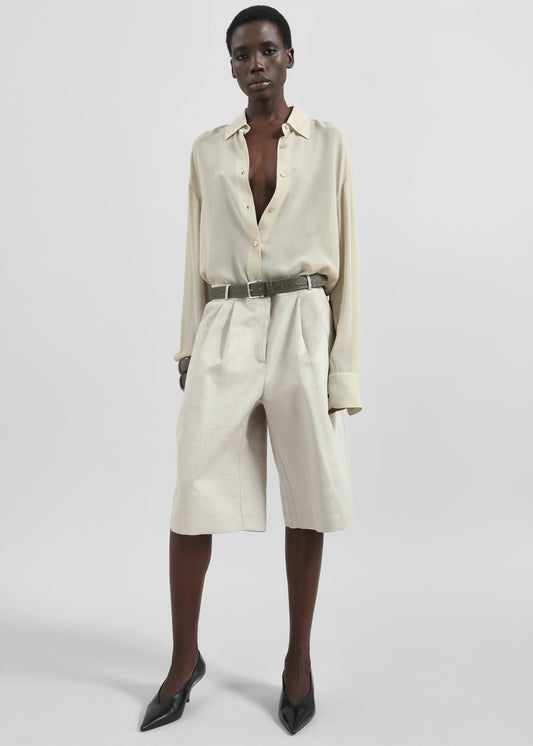 Edale Faux Suede Bermuda Shorts - Light Beige