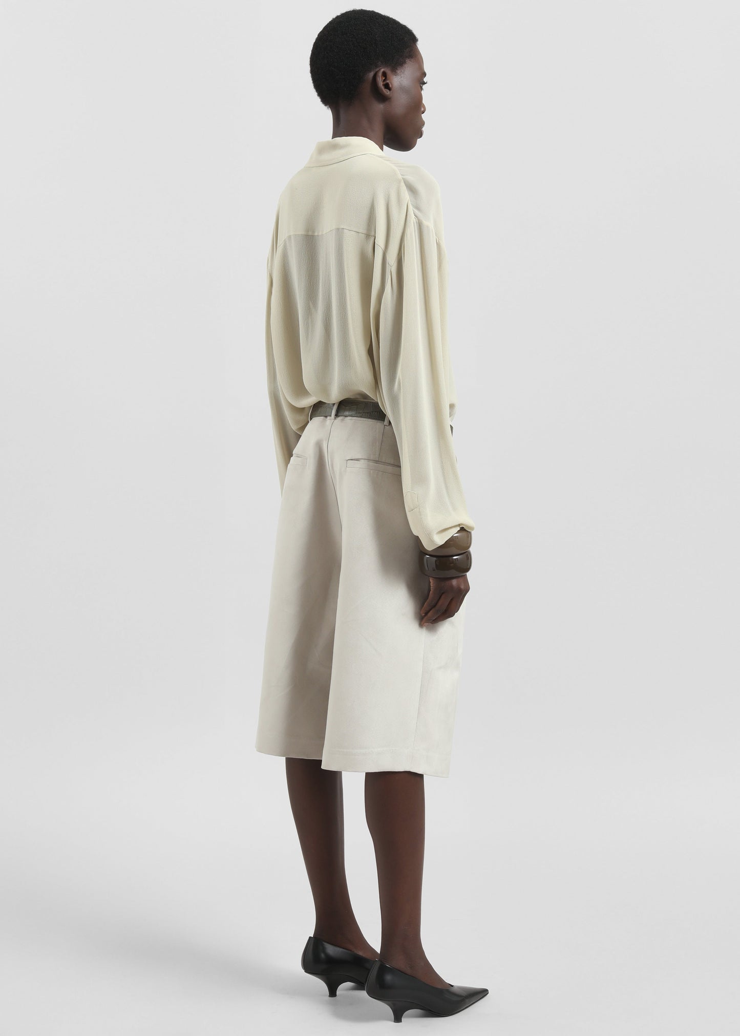 Edale Faux Suede Bermuda Shorts - Light Beige