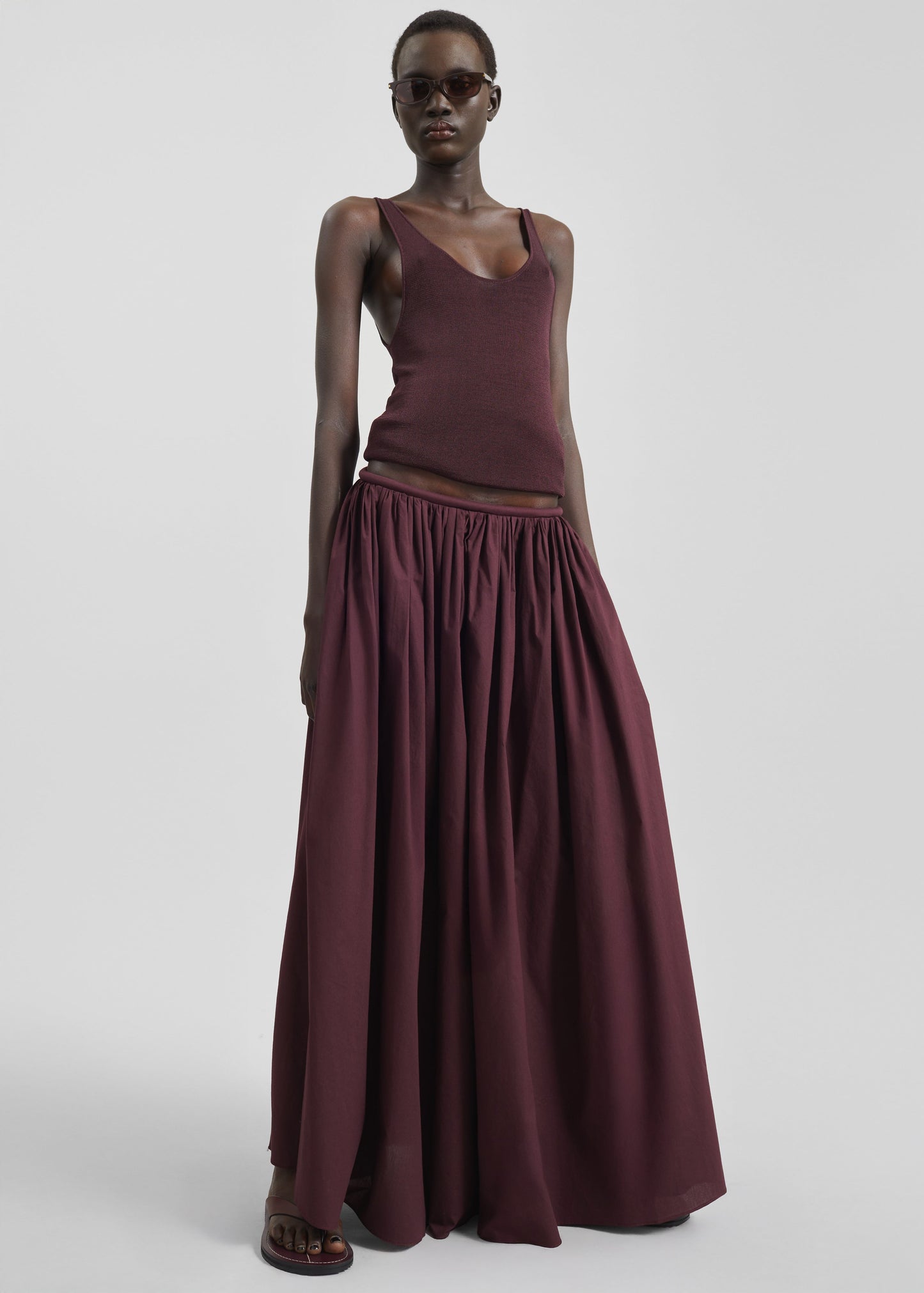 Gaeta Wide Corded Waistband Culottes - Burgundy