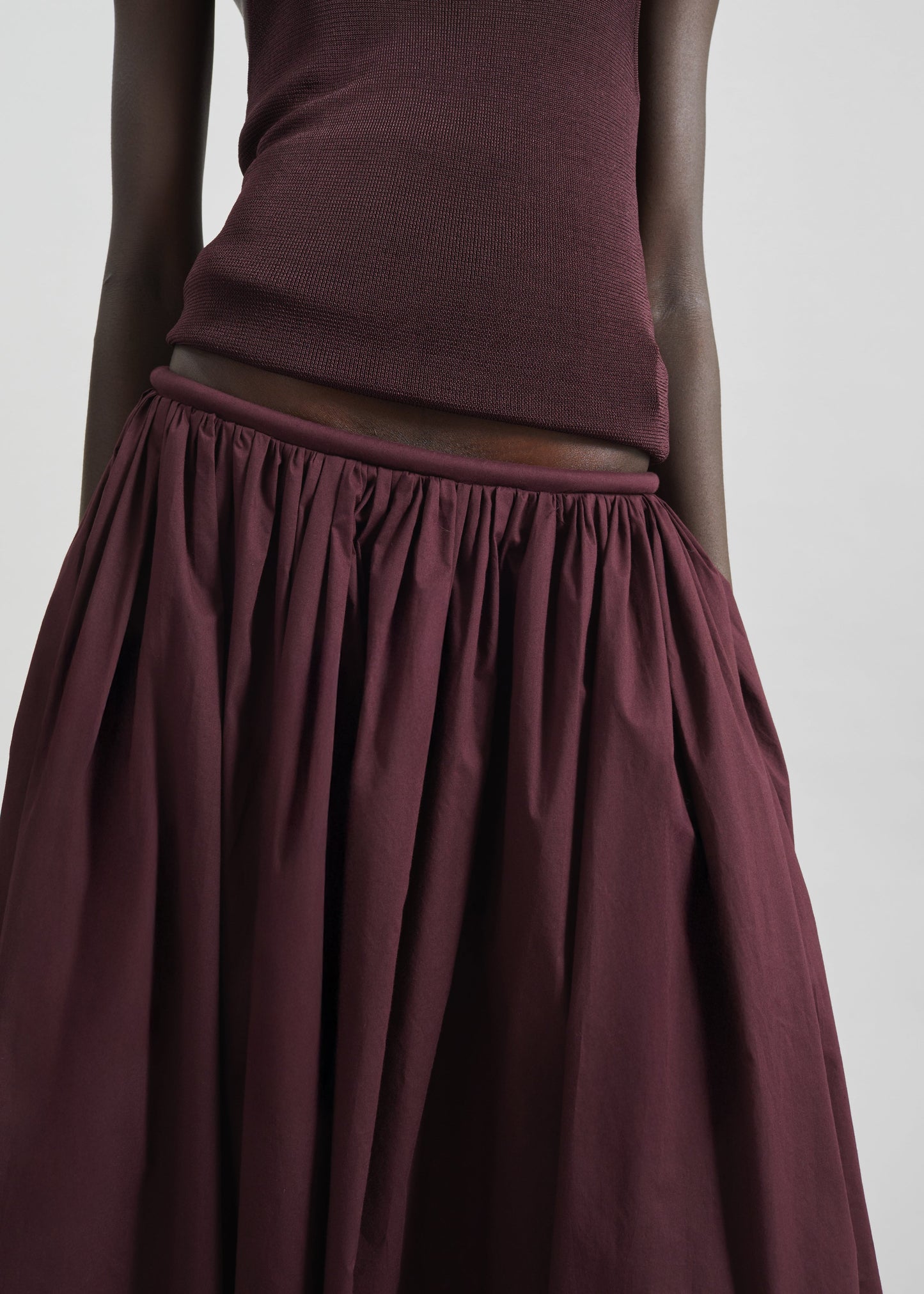 Gaeta Wide Corded Waistband Culottes - Burgundy
