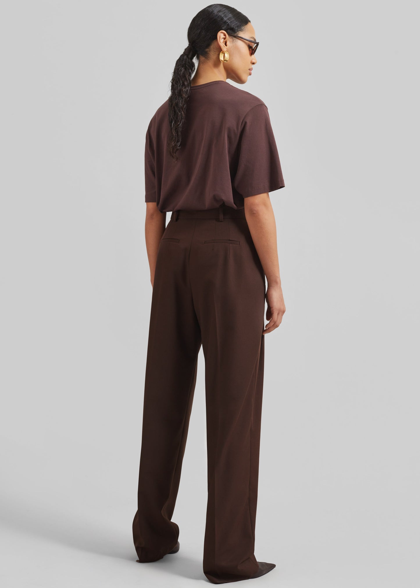 Gelso Pleated Twill Trousers - Brown