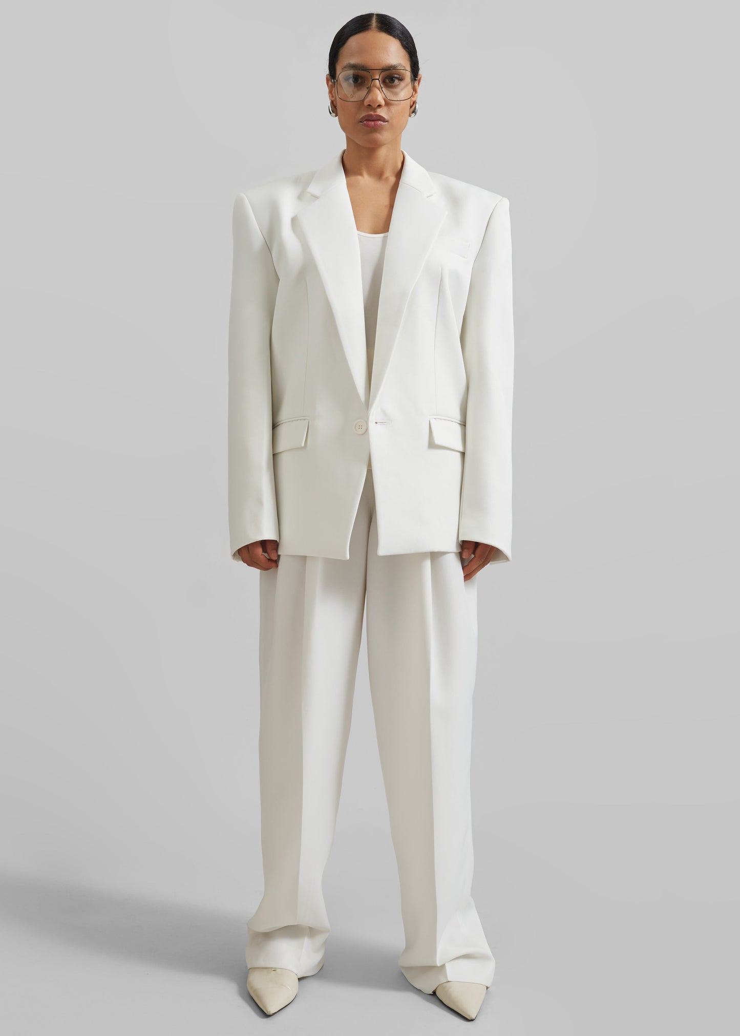 Gelso Pleated Twill Trousers - White