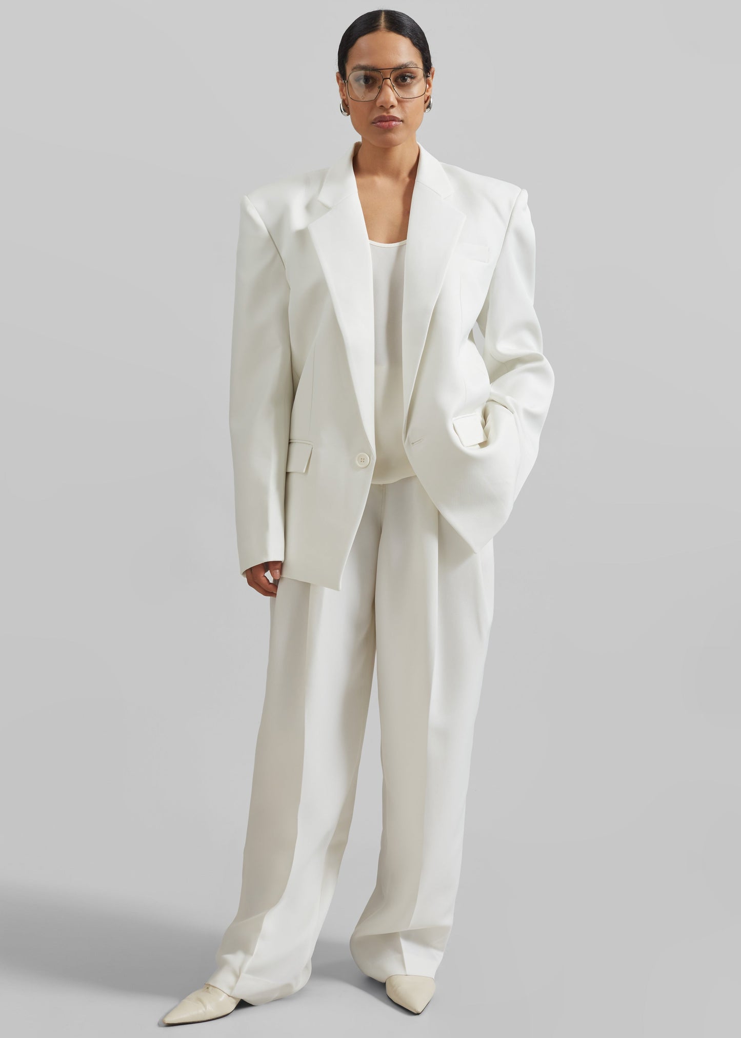 Gelso Pleated Twill Trousers - White