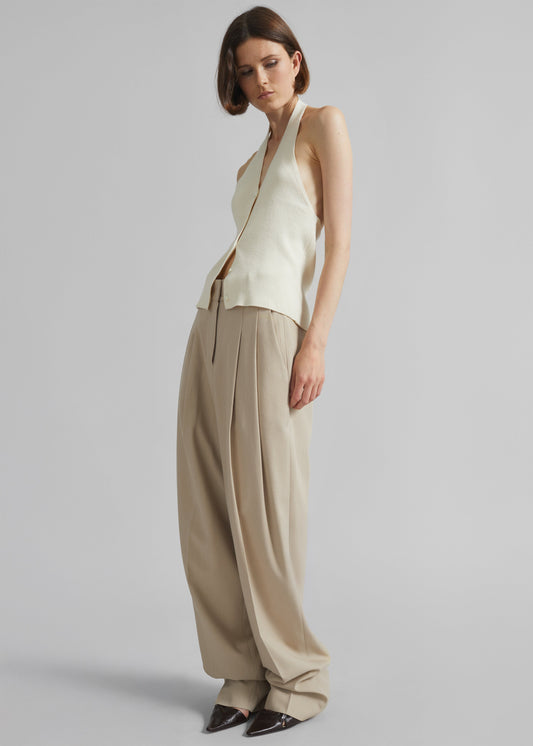 Gelso Pleated Twill Trousers - Beige