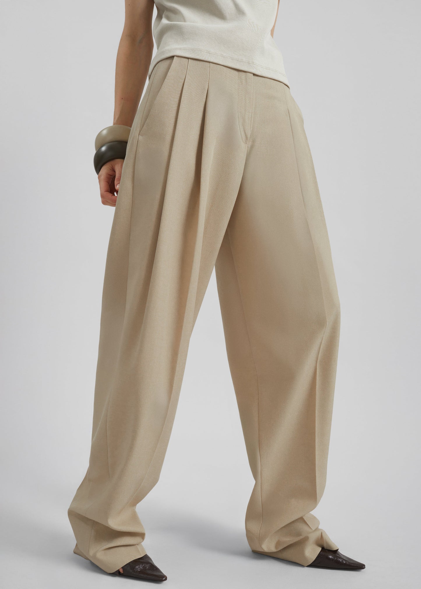 Gelso Pleated Twill Trousers - Beige