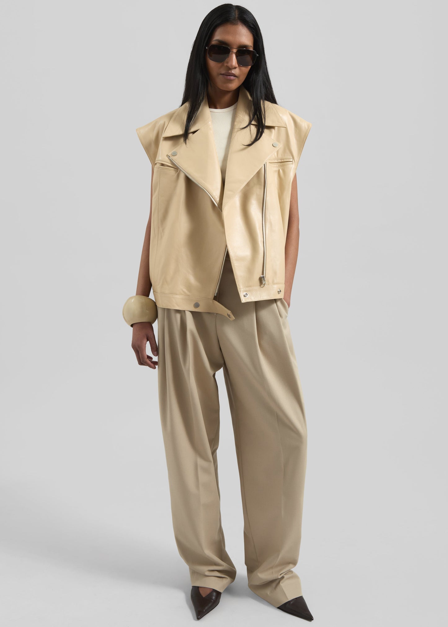 Gelso Pleated Twill Trousers - Beige