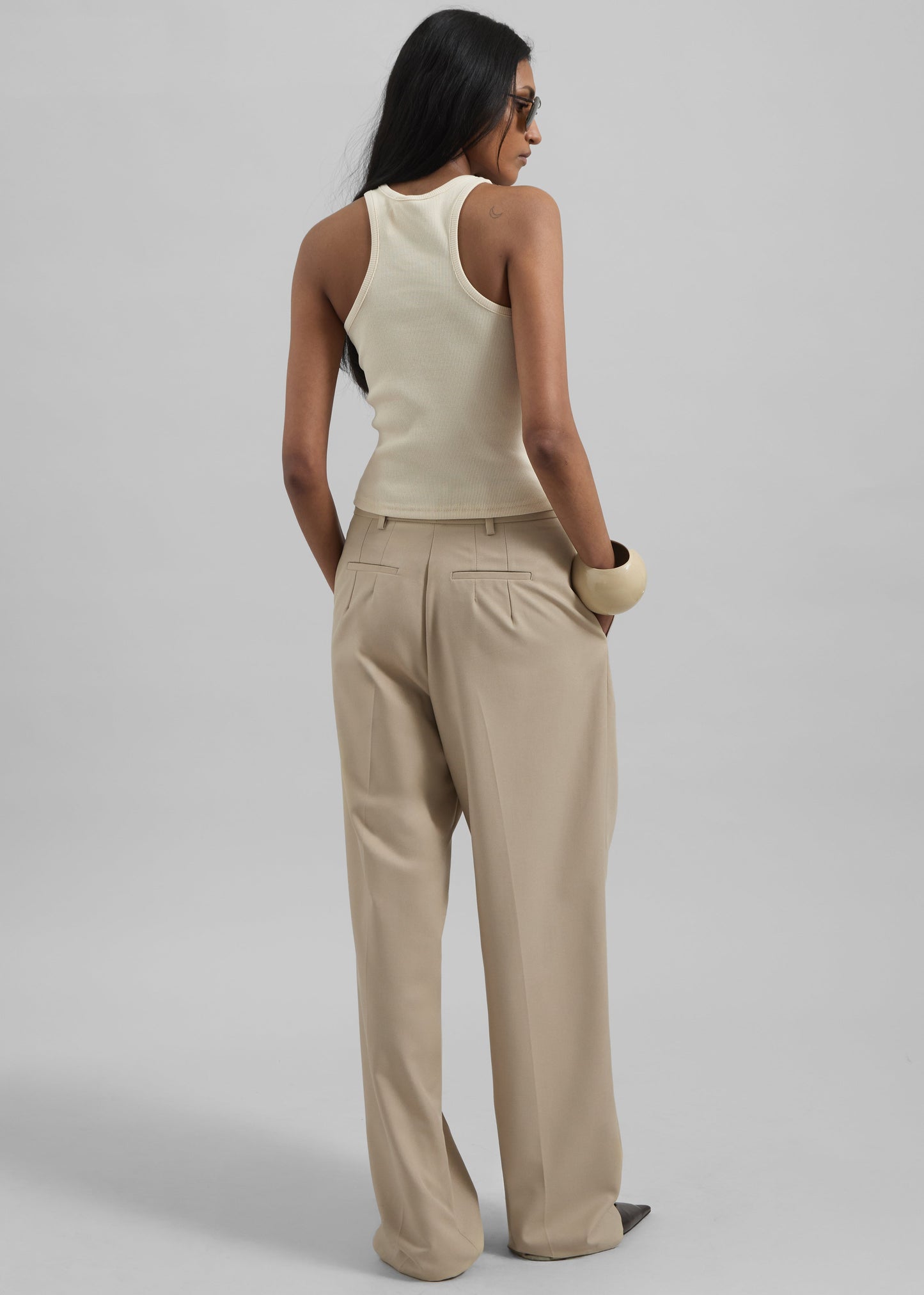 Gelso Pleated Twill Trousers - Beige