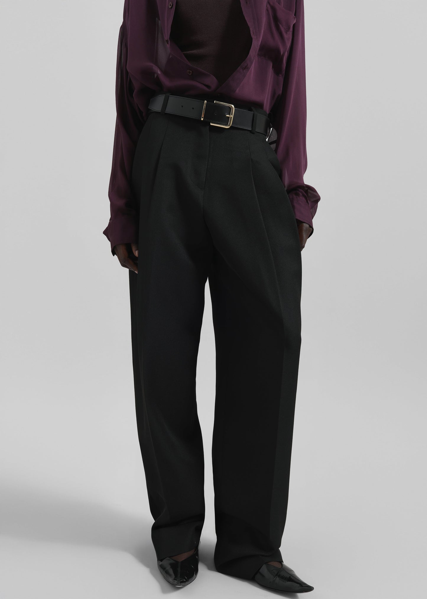 Gelso Pleated Twill Trousers - Black