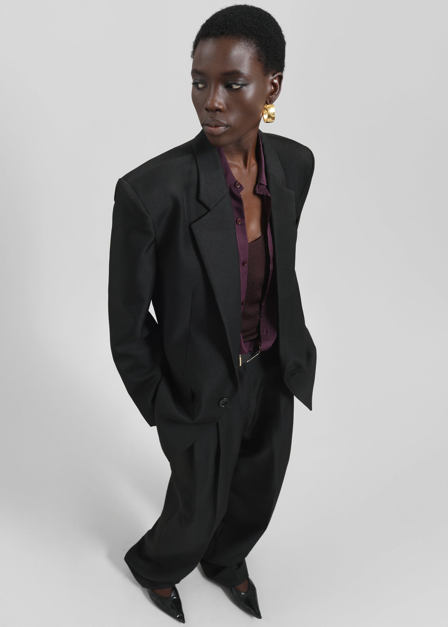 Gelso Pleated Twill Trousers - Black