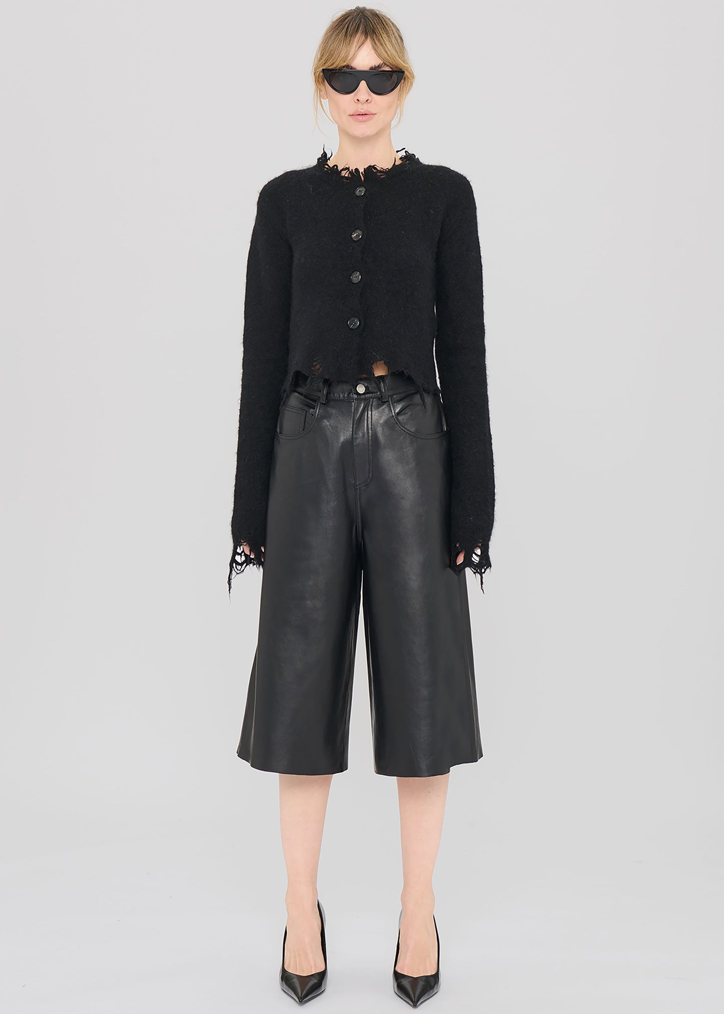 Haikure Belle Leather Shorts - Black