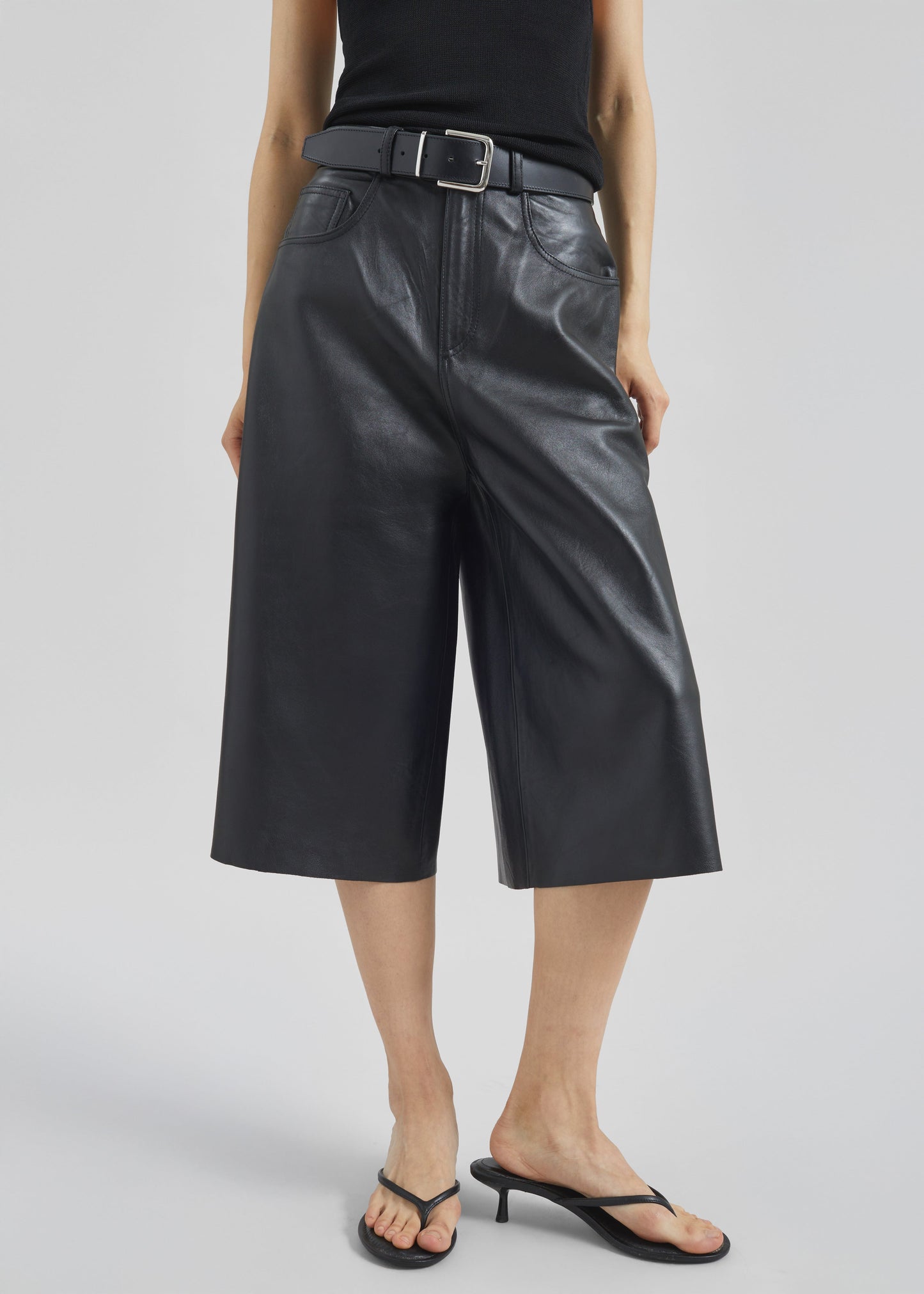 Haikure Belle Leather Shorts - Black