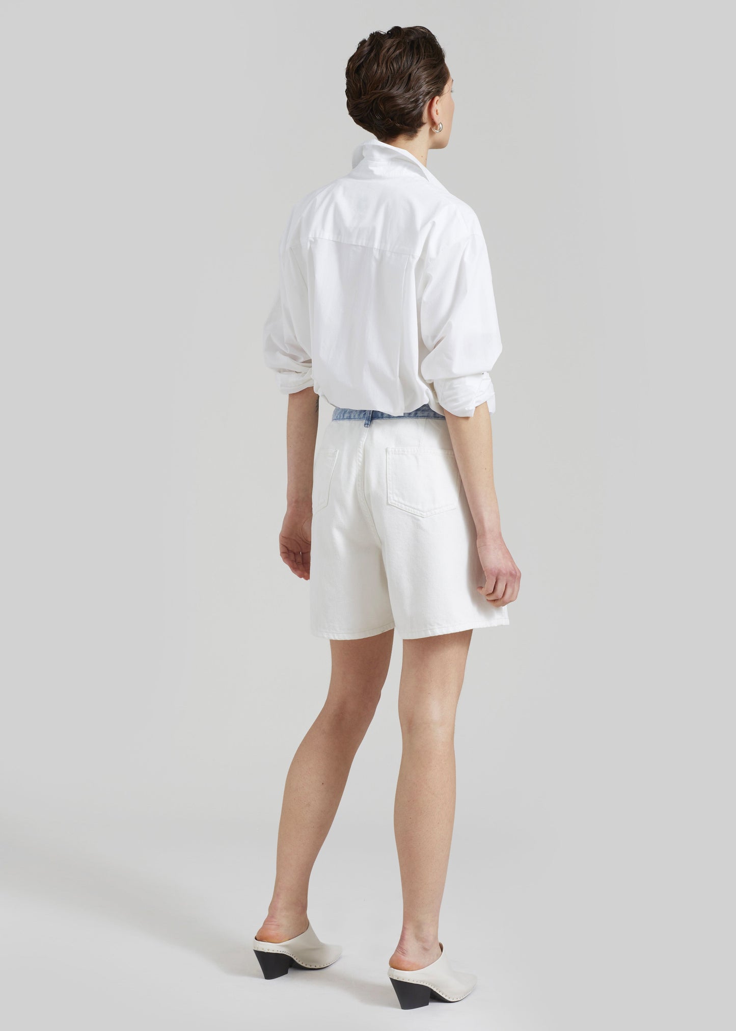 Hayla Contrast Denim Shorts - Off White/Blue