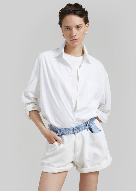 Hayla Contrast Denim Shorts - Off White/Blue